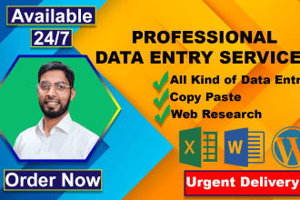 do fastest excel data entry for copy paste and web scraping