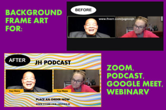 design overlay background frame art for podcast and zoom videos