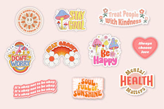 design custom motivational stickers, funny and cute stickers