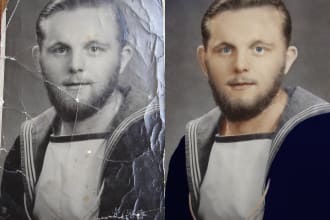 professionally restore damaged photo and colorize in 12hours