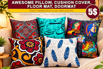 design awesome pillows, cushion covers, floor mat, doormats