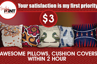 design awesome pillows, cushion covers with 3d mockups