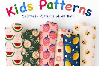 design custom seamless pattern design for kids wear