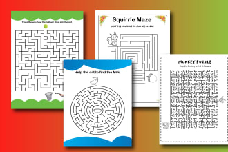 design unique maze, crossword, and word search puzzle