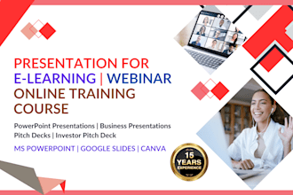 design powerpoint presentation for elearning, webinar and online training course