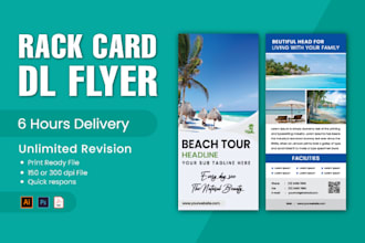 design rack card, dl flyer and leflet