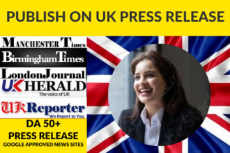 write and distribute UK press release on UK news sites with do follow backlink