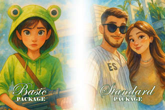 draw disney style cartoon portrait based from your photo