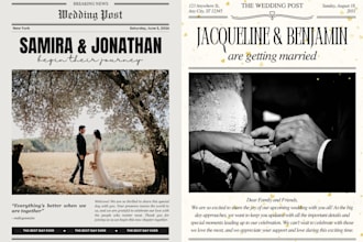 design a custom newspaper for weddings, special events