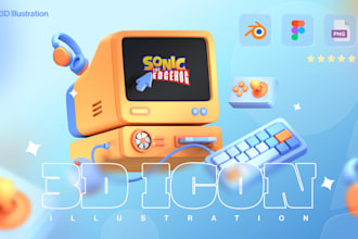 design 3d illustration for landing pages, apps, web