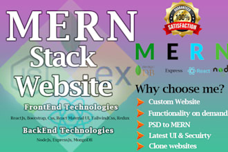 create professional mern stack websites or reactjs websites