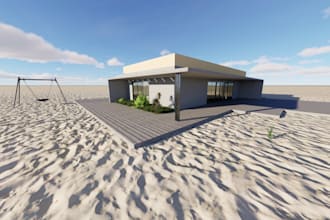 design a tiny house or desert house in sketchup or blender