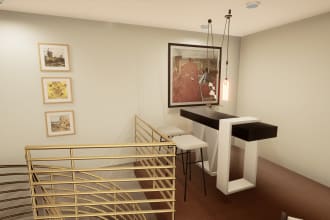 provide 3d rendering interior, virtual tour, VR tour, in unreal engine