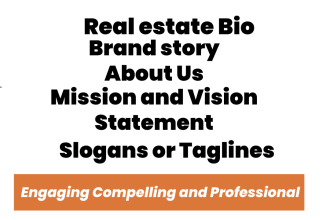 write a professional bio, about me, realtor bio, mission and vision