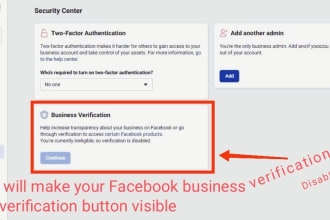 make your facebook business verification button visible