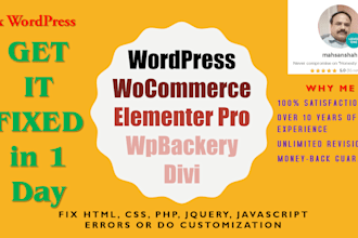 fix wordpress errors or bugs wpbackery, divi,  error 500