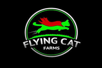 design flying cat farms logo for agricultural start up