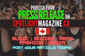 publish your press release on spotlight magazine canada music movies website
