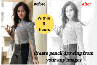 create a sketch pencil art from any photos within 6 hours