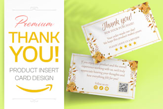 design amazon thankyou card, manual card and product insert