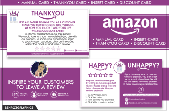 design amazon thankyou card, manual card and product insert