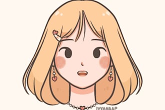 draw cute minimalist cartoon avatar for your social channels