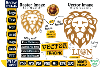 convert your logo, fonts, icon, line art to vector tracing