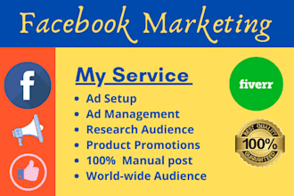 do organic  facebook marketing, ads and instagram marketing