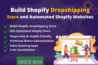 build shopify dropshipping store, shopify website and store