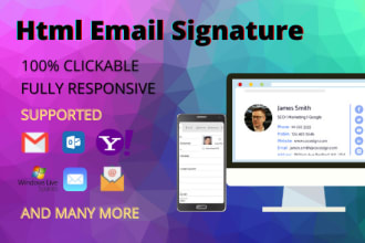 make html email signature or clickable email signature in 2 hrs