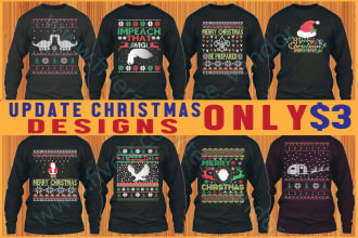 create update ugly christmas sweater and tshirt design