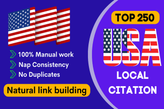do high quality 250 top USA local citations and directories