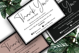 design elegant thank you card, product insert card for amazon etsy ebay