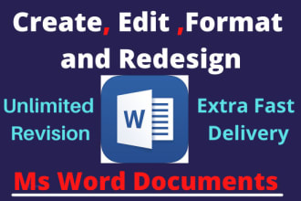 create, edit, format, modify and design you microsoft word documents