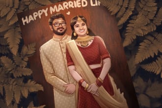 design tamil , hindu wedding invitation with your illustration on