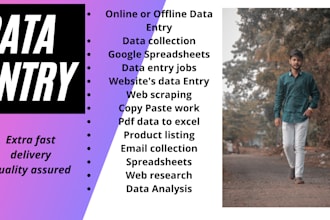do data entry, copy paste, web research, excel data entry