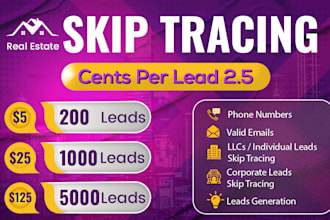 do skip tracing for real estate, bulk skip tracing llc ,trust ,lead generation