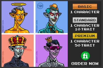 make a pixel art mascot cartoon and avatar for nft