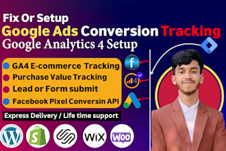 setup google ads conversion tracking  analytics 4 via tag manager facebook pixel