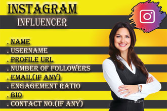 provide instagram influencers list according to your niche