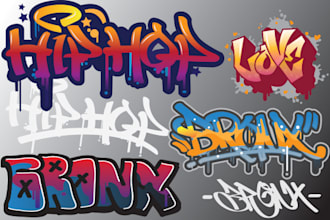 do pop art graffiti design with your details name, logo