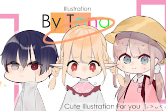 draw cute chibi emotes or badge for stream or vtuber