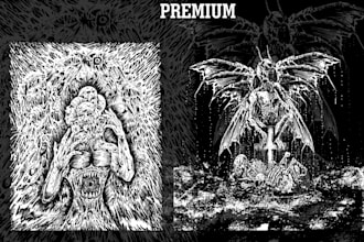 make a brurtal, horror art illustration for metal bands