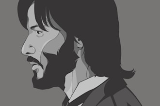 create a unique monochrome vector art portrait