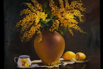 painting still life with oil paints