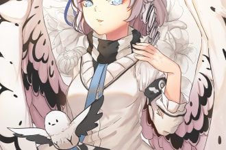 draw original character, fanart in anime style