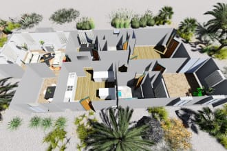 convert your 2d floor plan drawing to 3d floor plan with render or 3d models