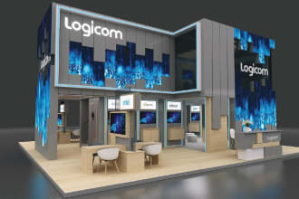 design eye catching 3d exhibition stand, stall or trade show booth