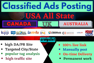 submit your ads in USA, UK, canada, australia classified sites