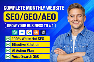 do monthly aeo, GEO, onpage, and off page SEO with backlinks building for google
